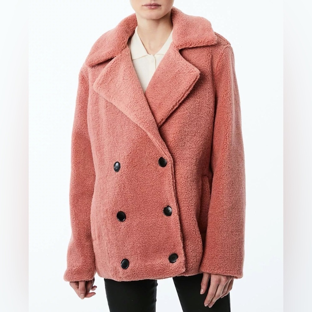 Collection B Double Breasted Coat Teddy Faux-Fur Powder Blush size XXL
